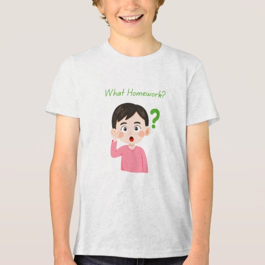 Wat voor huiswerk? met jongen Tri-Blend shirt (Voorkant)