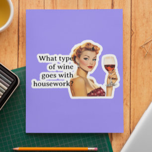 Wat voor soort wijn grappige retro huisvrouw sticker