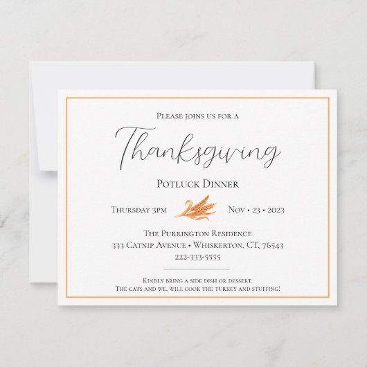 Wat voor Turkije? Innocent Cats Thanksgiving Invit Kaart (Achterkant)