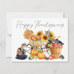 Wat voor Turkije? Innocent Cats Thanksgiving Invit Kaart