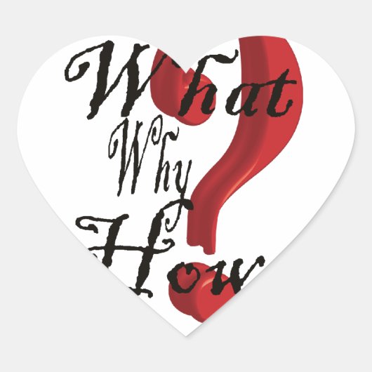 wat waarom hoe vraagteken hart sticker (Voorkant)