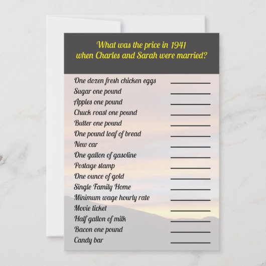 Wat was het prijsspel | Familiereünie zonsondergan Kaart (Voorkant)