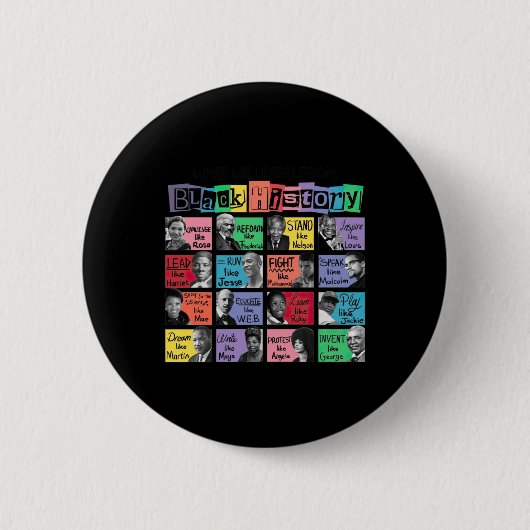 Wat we leren van Black History Sticker Ronde Button 5,7 Cm (Voorkant)