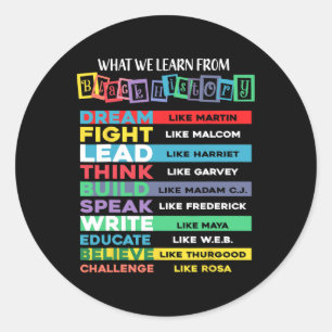 Wat we leren van zwarte geschiedenis Afro-Amerikaa Ronde Sticker