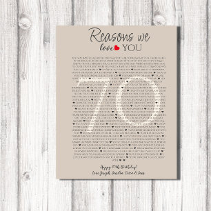 Wat we leuk vinden aan jou 70, 60, 50, poster