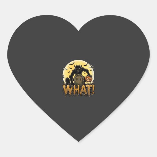 Wat weerwolf pompoen grafsteen volle maan hart sticker (Voorkant)