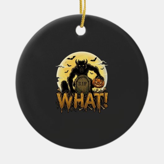 Wat weerwolf pompoen grafsteen volle maan keramisch ornament (Voorkant)