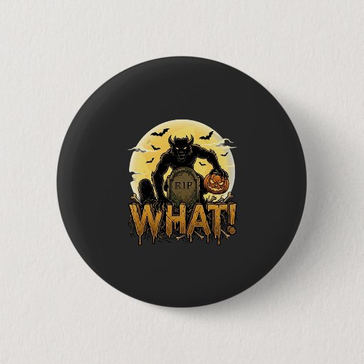 Wat weerwolf pompoen grafsteen volle maan ronde button 5,7 cm (Voorkant)
