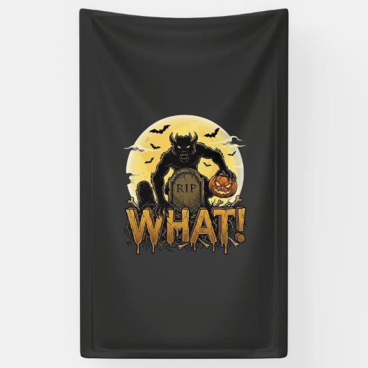 Wat Weerwolf Pompoen Grafsteen Volle Maan Spandoek (Verticaal)