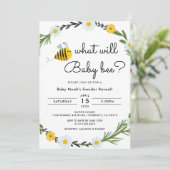 Wat wordt baby Bee Baby Shower Geslacht Reveal Kaart (Staand voorkant)