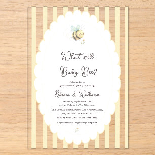 Wat wordt baby Bee? Preppy gele geslachtspresenta Acryl Uitnodigingen