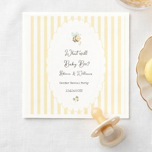 Wat wordt Baby Bee? Preppy Gele Geslachtsreveal Servet