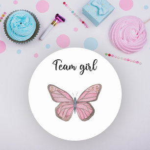 Wat wordt de baby, team meisje  ronde sticker