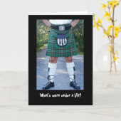 Wat wordt er onder een kilt gedragen? kaart (Gele Bloem)