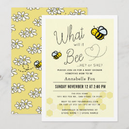 Wat wordt het Geslacht Reveal Geel Baby Shower Kaart