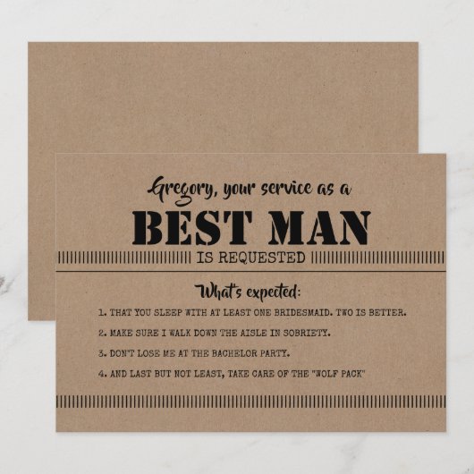 Wat wordt verwacht - grappig voorstel van de beste kaart (Voorkant / Achterkant)