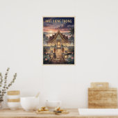Wat Xieng Thong Laos Vintage Reizen Poster (Keuken)