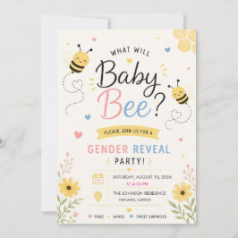 Wat Zal Baby Bee Geslacht Onthulling Feest Uitnodi Kaart
