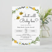 Wat Zal Baby Bee Geslacht Reveal Baby Shower Kaart (Staand voorkant)