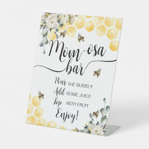 Wat zal baby Bee Mom Osa Bar Sign. Reclamebord Met Voetstuk