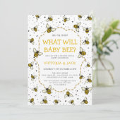 Wat zal Baby Bee, Schattige Bee Pattern Geslacht o Kaart (Staand voorkant)