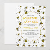 Wat zal Baby Bee, Schattige Bee Pattern Geslacht o Kaart (Voorkant / Achterkant)