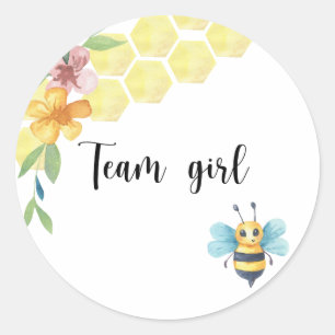 Wat zal baby bee team girl ronde sticker