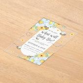 Wat zal Baby Bee White Flowers geslacht onthullen Acryl Uitnodigingen (Laagn)