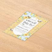 Wat zal Baby Bee Yellow Gingham Gender onthullen? Acryl Uitnodigingen (Laagn)