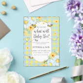 Wat zal Baby Bee Yellow Gingham Gender onthullen? Acryl Uitnodigingen (Insitu (Huwelijk))