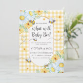Wat zal Baby Bee Yellow Gingham Gender onthullen? Kaart (Staand voorkant)