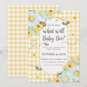 Wat zal Baby Bee Yellow Gingham Gender onthullen? Kaart (Voorkant / Achterkant)