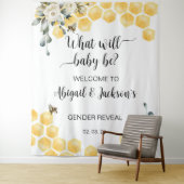 Wat zal baby bij een geslacht onthulling achtergro wandkleed (In situ)