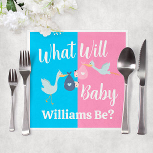 Wat zal Baby Blue Pink Gender Reveal Party zijn Servet