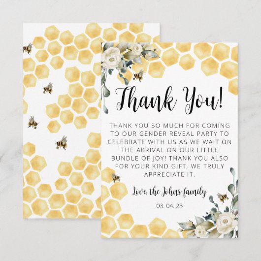 Wat zal baby gender onthullen Dankjewel Card. I Kaart (Voorkant / Achterkant)