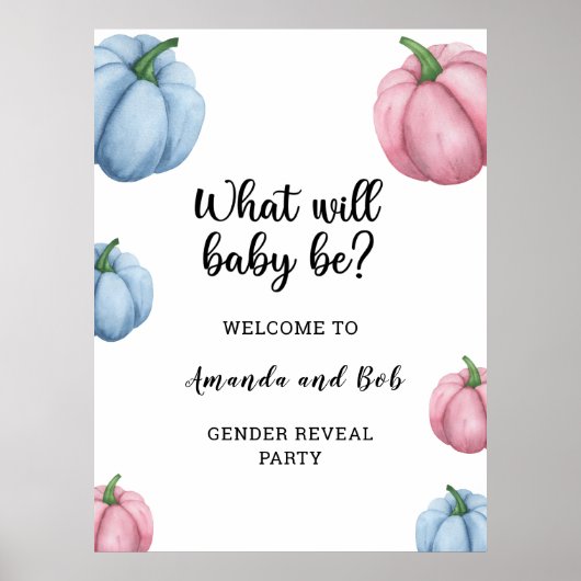Wat zal baby gender onthullen welkom poster (Voorkant)