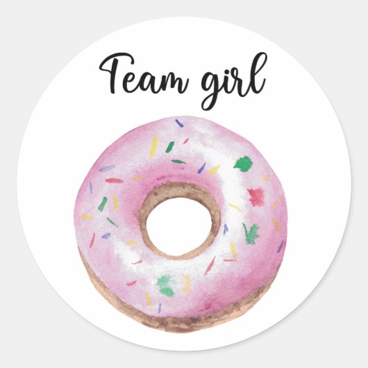 Wat zal baby team meisje donut krijgen? ronde sticker (Voorkant)