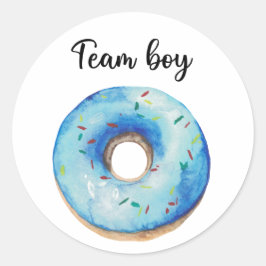 Wat zal baby teamjongen donut krijgen ronde sticker