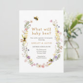 Wat zal Baby Wildflower Gender Reveal Kaart (Staand voorkant)