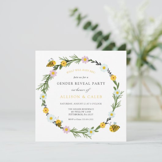 Wat zal baby zijn Gender Reveal Invitation Kaart (Staand voorkant)