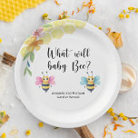 Wat zal baby zijn papieren bordje<br><div class="desc">Wat zal baby gender openbaren partij zijn. Nodig familie en vrienden uit om de komende komst van uw baby te vieren met deze waterverf bij bloementhema baby shower gender reveal party! Personaliseer met uw informatie. Overeenkomende objecten beschikbaar.</div>