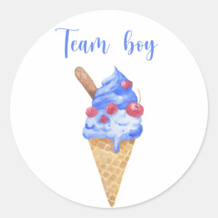 Wat zal baby zijn team boy ijs ronde sticker