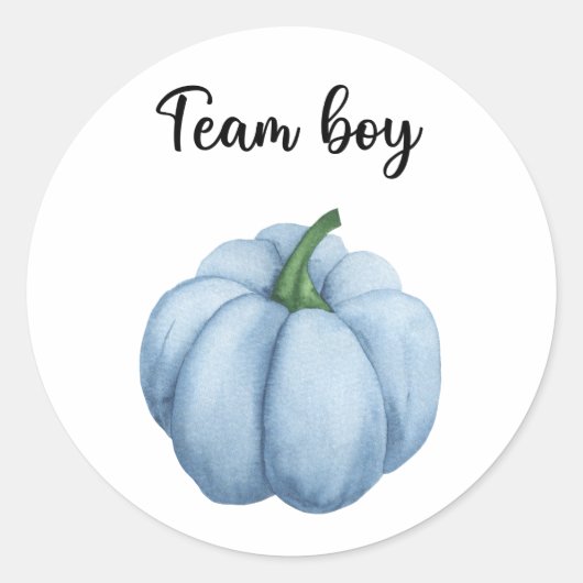 Wat zal baby zijn team jongen pompoen ronde sticker (Voorkant)