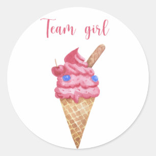 Wat zal baby zijn team meisje ijs ronde sticker