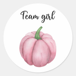 Wat zal baby zijn team meisje pompoen ronde sticker