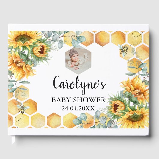 Wat zal Baby zonnebloem Baby shower Gastenboek (Voorkant)