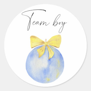 Wat zal de baby zijn team jongen  ronde sticker