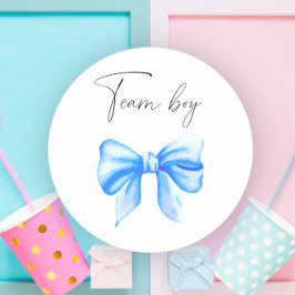 Wat zal de baby zijn team jongen  ronde sticker