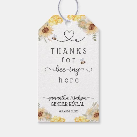 Wat zal de zonnebloem bij baby zijn? cadeaulabel (Voorkant)