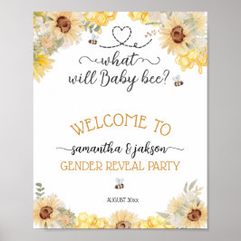 Wat zal de zonnebloem van de baby zijn Geslacht We Poster